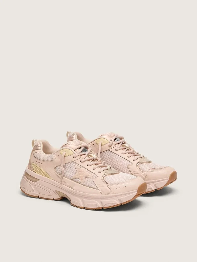 Lightstar pour femme avec tige en cuir rose et mesh et étoile rose
