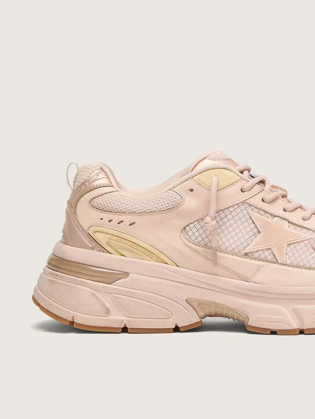 Lightstar pour femme avec tige en cuir rose et mesh et étoile rose