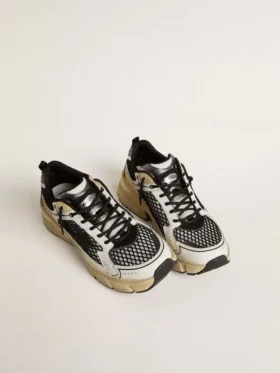 Lightstar pour femme en cuir blanc et maille noire avec étoile en TPU noir