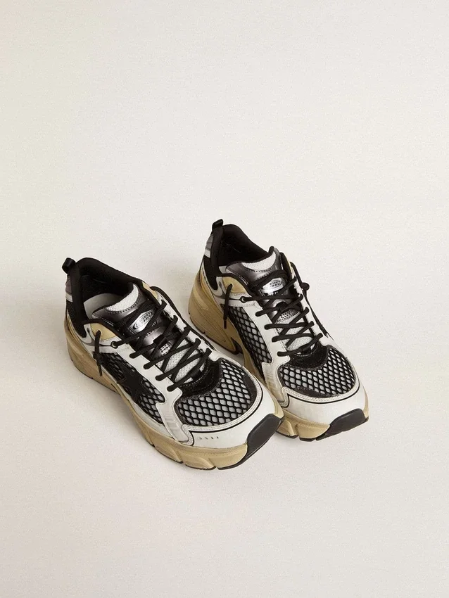 Lightstar pour femme en cuir blanc et maille noire avec étoile en TPU noir