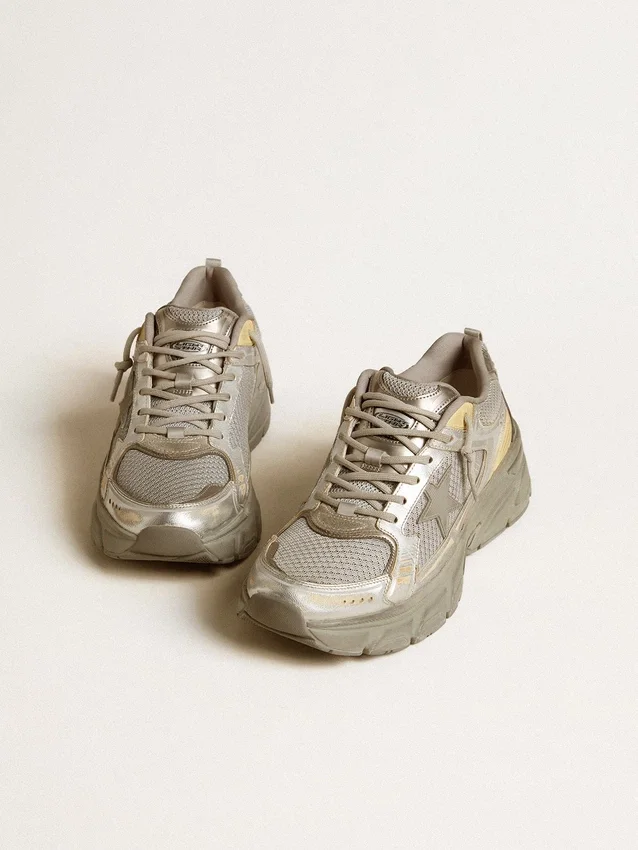 Lightstar pour femme en cuir métallisé et maille argentée avec étoile grise