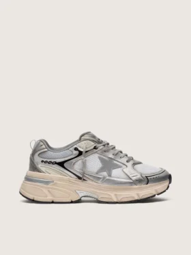 Lightstar pour femme en maille grise et cuir nappa argenté avec étoile en TPU grise
