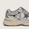 Lightstar pour homme en maille grise et cuir nappa argenté avec étoile en TPU grise