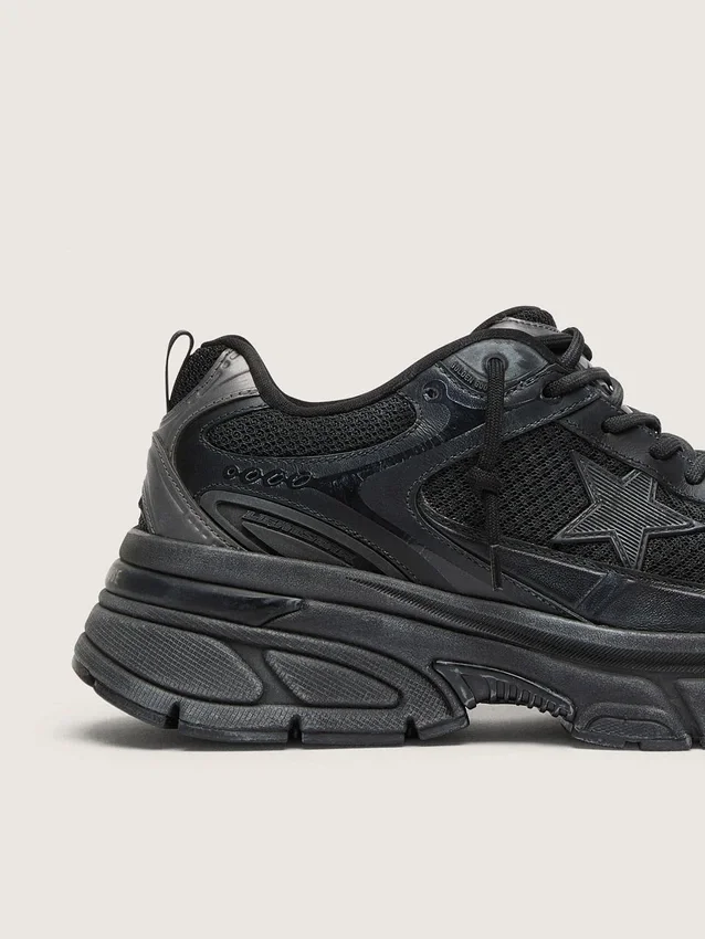 Lightstar pour homme avec tige en cuir noir et mesh et étoile noire