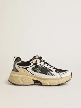 Lightstar pour homme en cuir blanc et maille noire avec étoile en TPU noir