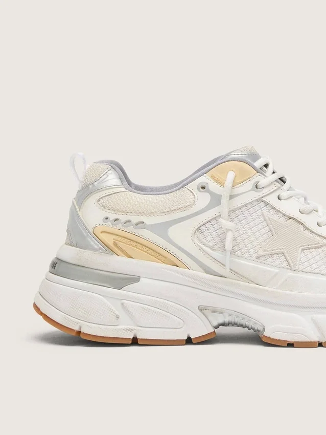 Lightstar pour homme en cuir blanc et mesh avec étoile « worn-white »