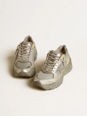 Lightstar pour homme en cuir métallisé et maille argentée avec étoile grise