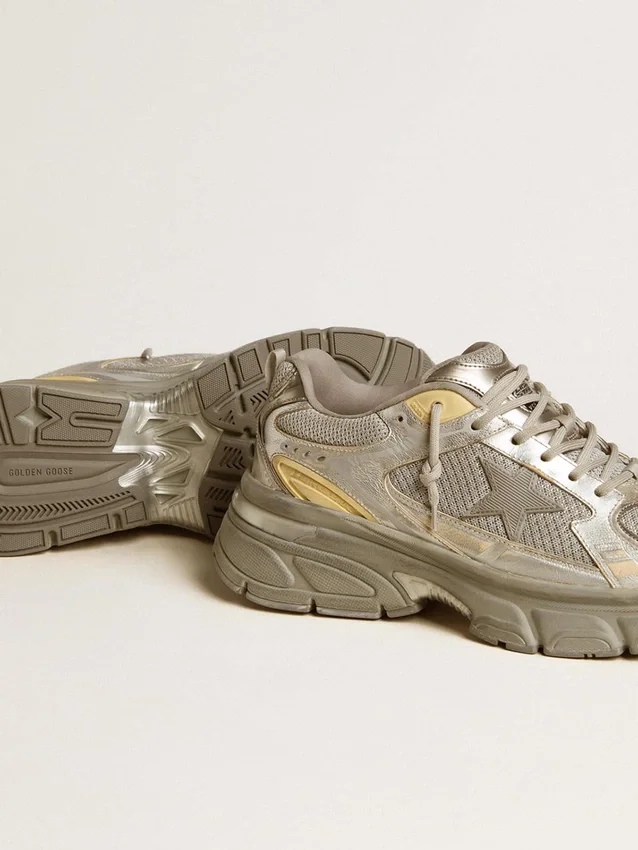 Lightstar pour homme en cuir métallisé et maille argentée avec étoile grise