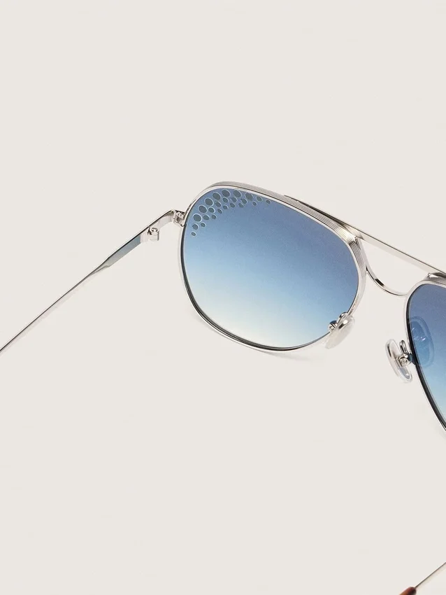 Lunettes de soleil aviateur Carter avec verres bleus et cristaux