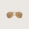 Lunettes de soleil aviateur Charlie avec monture blanc perle et verres dorés