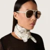 Lunettes de soleil aviateur Charlie avec monture blanc perle et verres dorés