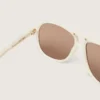 Lunettes de soleil aviateur Charlie avec monture blanc perle et verres dorés