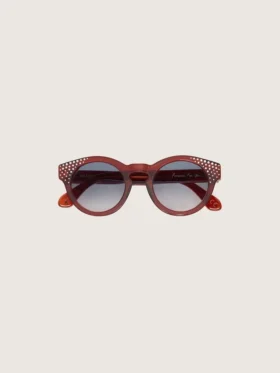 Lunettes de soleil Cameron Panthos avec monture couleur miel, pierres précieuses et verres bleus