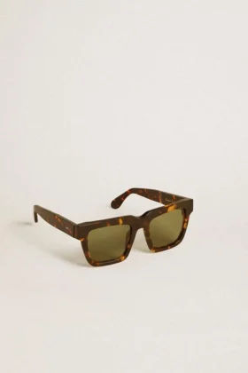 Lunettes de soleil carrées Jamie avec monture marron Havane