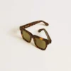 Lunettes de soleil carrées Jamie avec monture marron Havane
