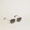 Lunettes de soleil de style aviateur avec monture argentée et verres bleus