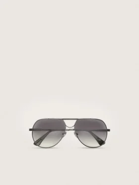 Lunettes de soleil de style aviateur avec monture couleur métal et verres gris