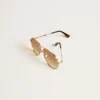 Lunettes de soleil de style aviateur avec monture en or rose et verres couleur miel