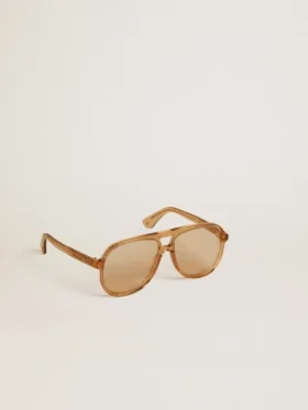 Lunettes de soleil de style aviateur avec monture et verres couleur miel