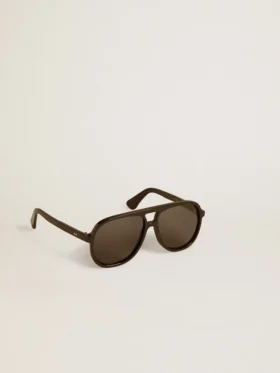 Lunettes de soleil de style aviateur avec monture et verres noirs