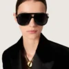 Lunettes de soleil de style aviateur avec monture et verres noirs