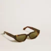 Lunettes de soleil de style rectangulaire avec monture marron Havane