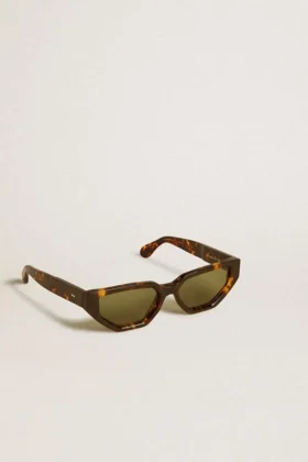 Lunettes de soleil de style rectangulaire avec monture marron Havane