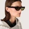 Lunettes de soleil de style rectangulaire avec monture marron Havane