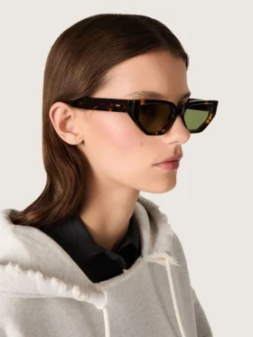 Lunettes de soleil de style rectangulaire avec monture marron Havane
