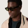 Lunettes de soleil de style rectangulaire avec monture marron Havane