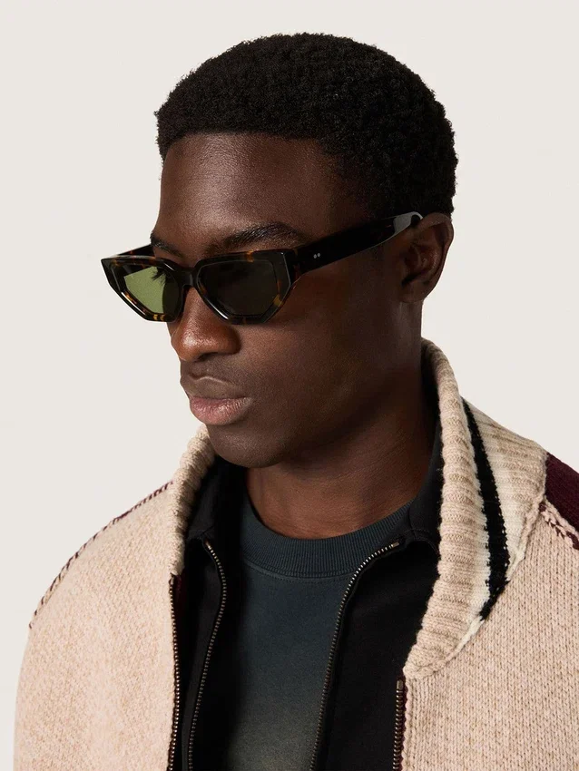 Lunettes de soleil de style rectangulaire avec monture marron Havane