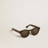 Lunettes de soleil Panthos de forme carrée avec monture et verres noirs