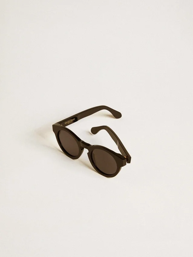Lunettes de soleil Panthos de forme carrée avec monture et verres noirs