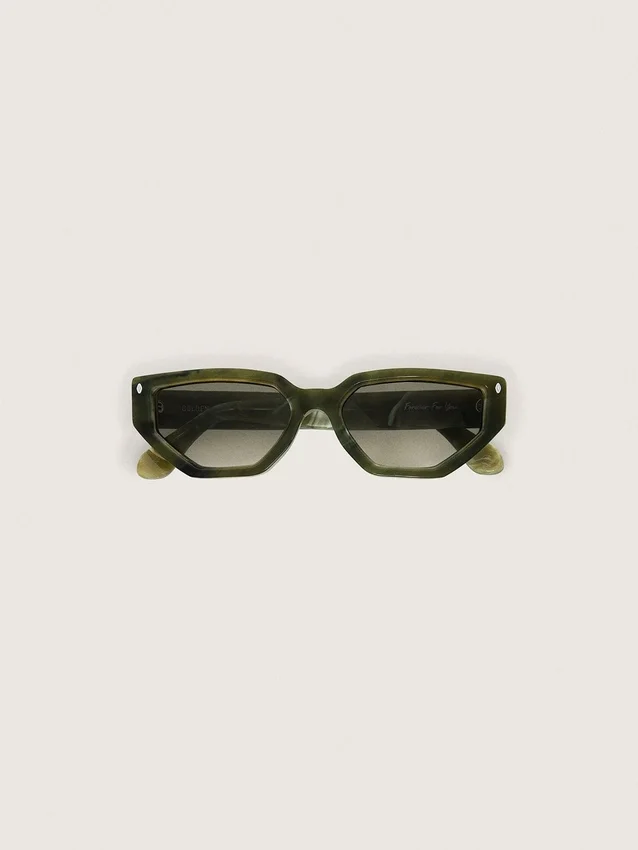 Lunettes de soleil rectangulaires Jamie avec monture effet marbre vert