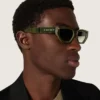 Lunettes de soleil rectangulaires Jamie avec monture effet marbre vert