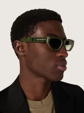 Lunettes de soleil rectangulaires Jamie avec monture effet marbre vert