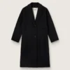 Manteau cocon noir à simple boutonnage pour femme