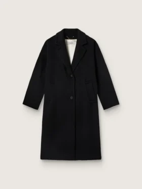 Manteau cocon noir à simple boutonnage pour femme