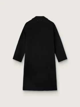 Manteau cocon noir à simple boutonnage pour femme