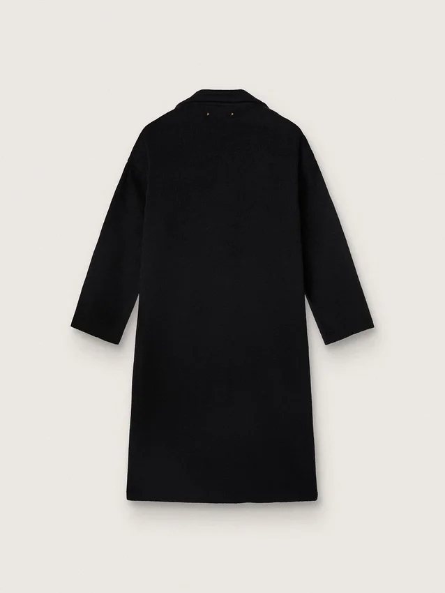 Manteau cocon noir à simple boutonnage pour femme