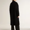 Manteau cocon noir à simple boutonnage pour femme