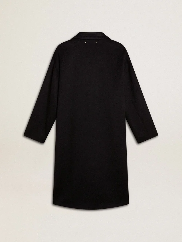 Manteau cocon noir à simple boutonnage pour femme