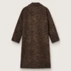 Manteau cocon pour femme à simple boutonnage en laine avec motif jacquard