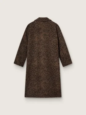 Manteau cocon pour femme à simple boutonnage en laine avec motif jacquard