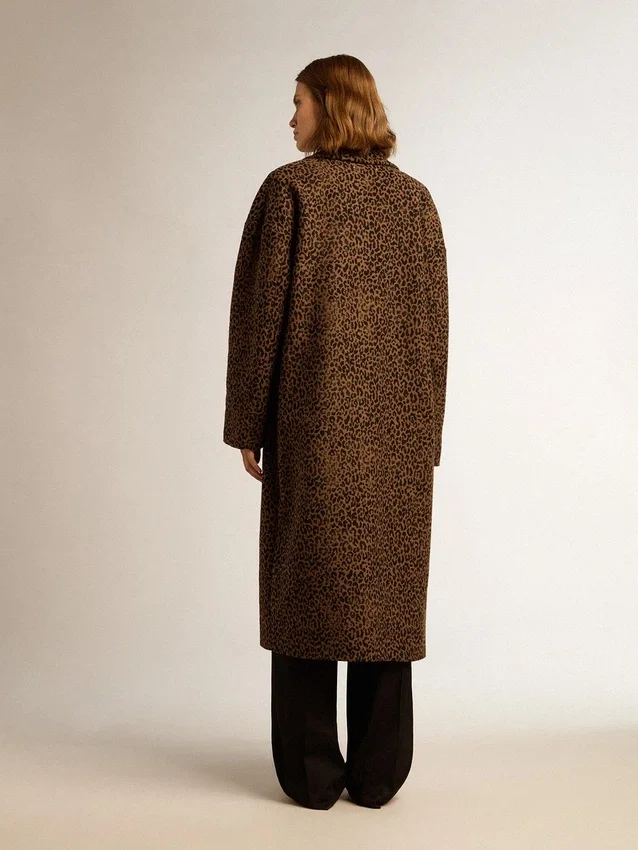 Manteau cocon pour femme à simple boutonnage en laine avec motif jacquard
