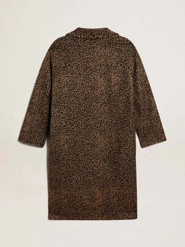 Manteau cocon pour femme à simple boutonnage en laine avec motif jacquard