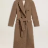 Manteau à double boutonnage pour femme en mélange de laine beige