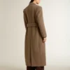 Manteau à double boutonnage pour femme en mélange de laine beige