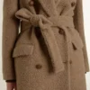 Manteau à double boutonnage pour femme en mélange de laine beige