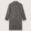 Manteau en laine pour homme à simple boutonnage, avec un tissage à chevrons beige et gris